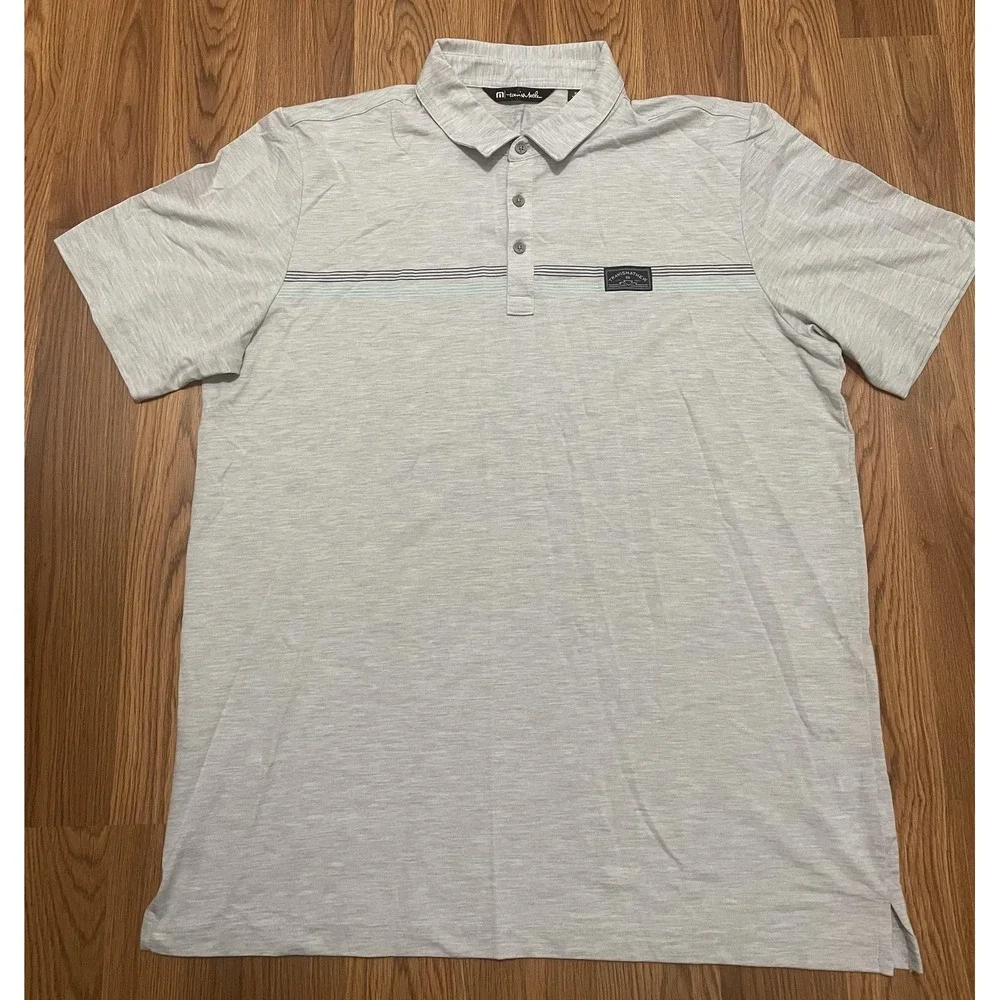 TravisMathew Polo Golf Shirt Mens XL Performance Stretch Heather Stripe